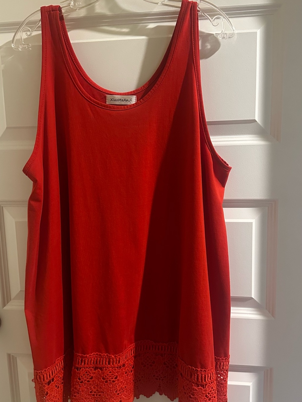 Red Crochet-Hem Tank Top - Women's